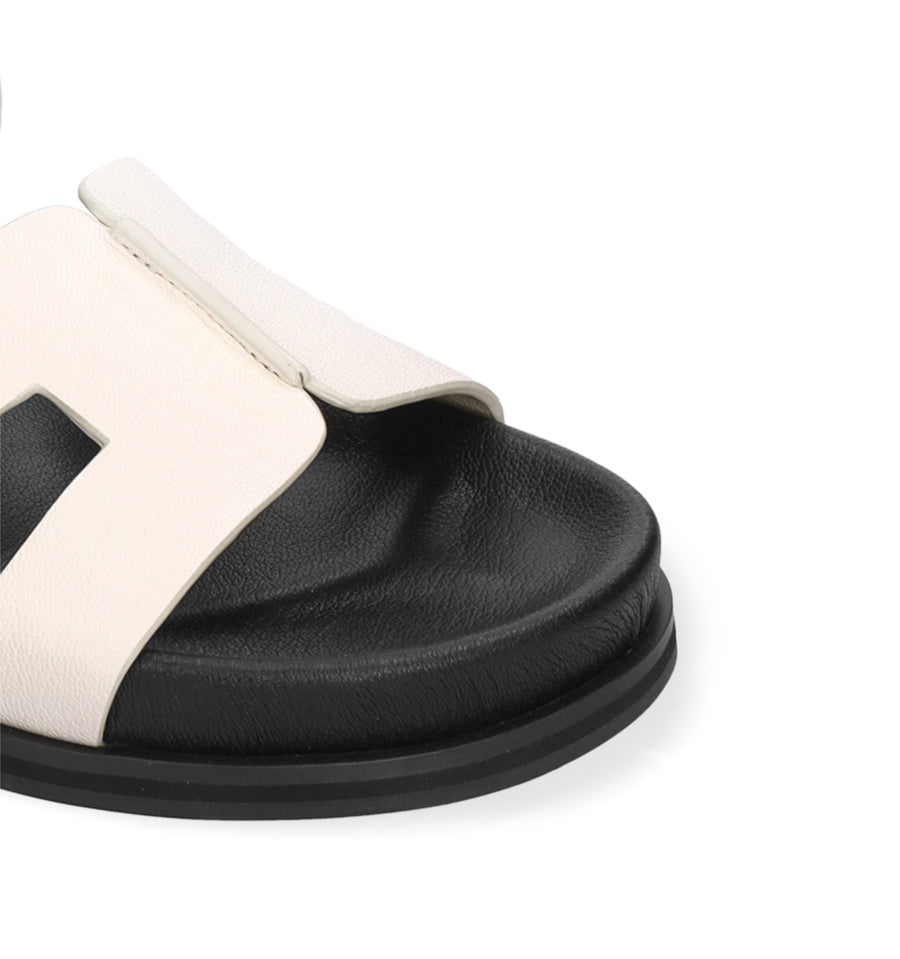 MINDY Bio con velcro de piel blanco-hueso