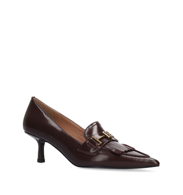 TINA Mocasín clásico flecos en piel burdeos