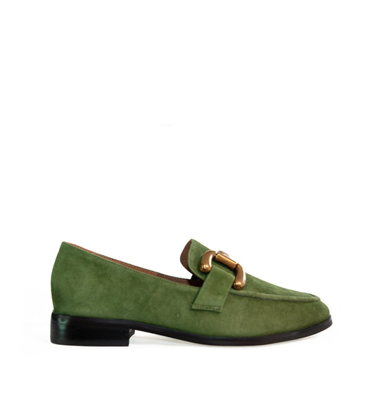 VELA Mocasín estribo en ante verde
