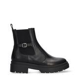 VIOLET Botín chelsea con hebilla en piel negro