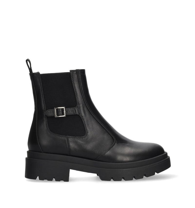 VIOLET Botín chelsea con hebilla en piel negro