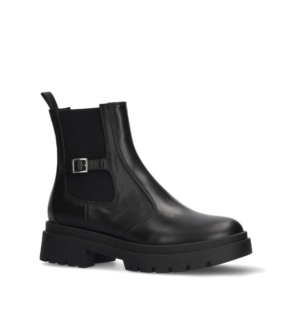 VIOLET Botín chelsea con hebilla en piel negro