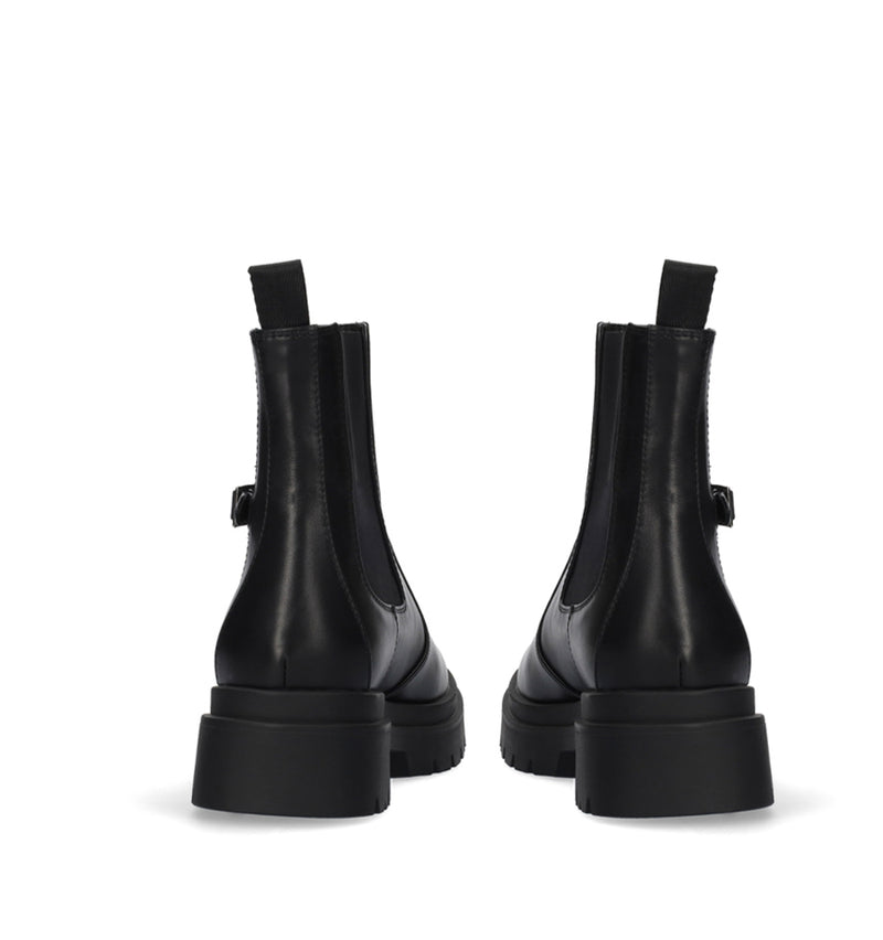 VIOLET Botín chelsea con hebilla en piel negro