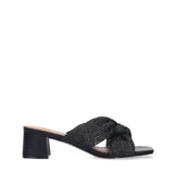 ANGELA Sandalia mule nudo en rafia negro