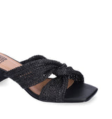 ANGELA Sandalia mule nudo en rafia negro