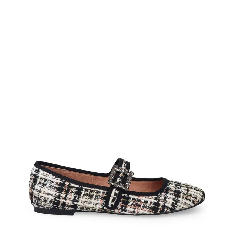 Merceditas bailarina en tweed negro