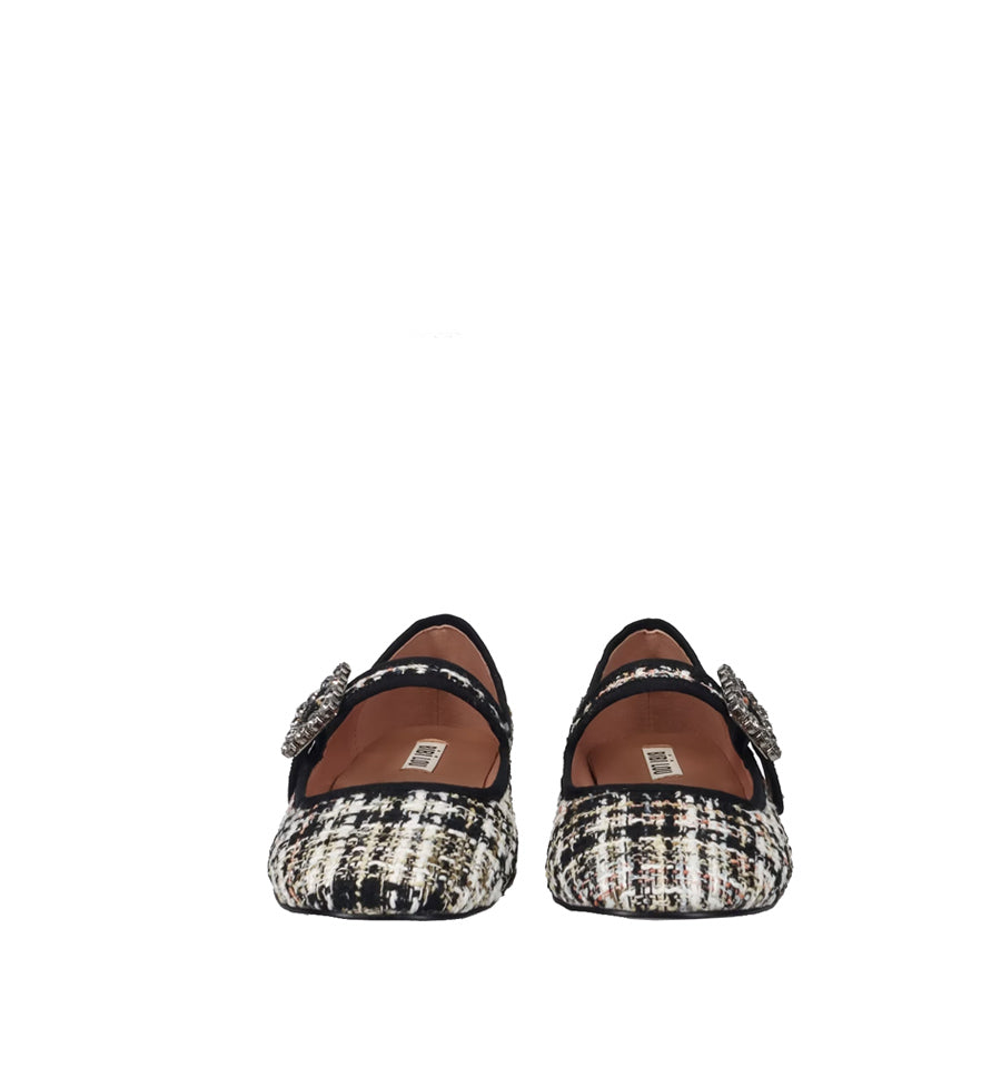 Merceditas bailarina en tweed negro