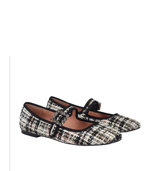 Merceditas bailarina en tweed negro