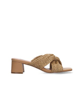 ANGELA Sandalia mule nudo en rafia camel