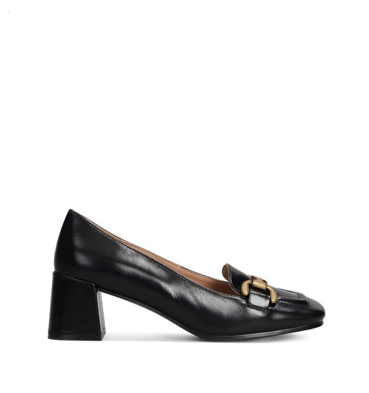 VALENCIA Mocasín solapa baja en piel negro