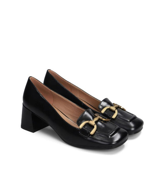 VALENCIA Mocasín solapa baja en piel negro