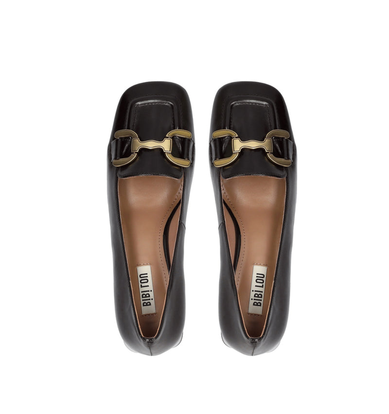 VALENCIA Mocasín solapa baja en piel negro