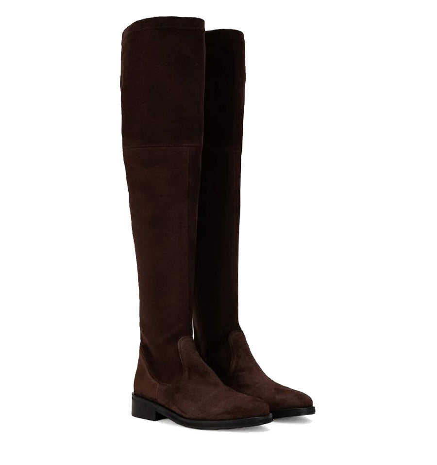 Bota mosquetera elástica en marrón