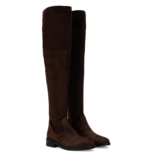 Bota mosquetera elástica en marrón