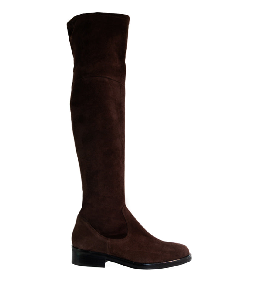 Bota mosquetera elástica en marrón