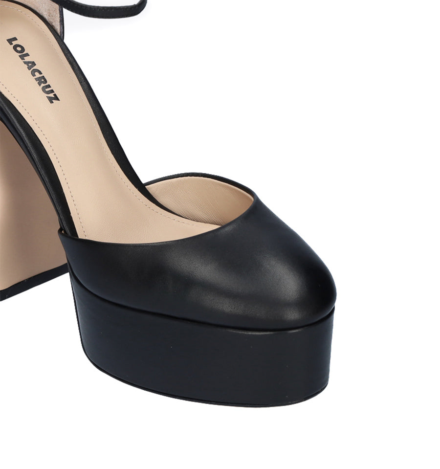 Zapato pulsera con plataforma en piel negro
