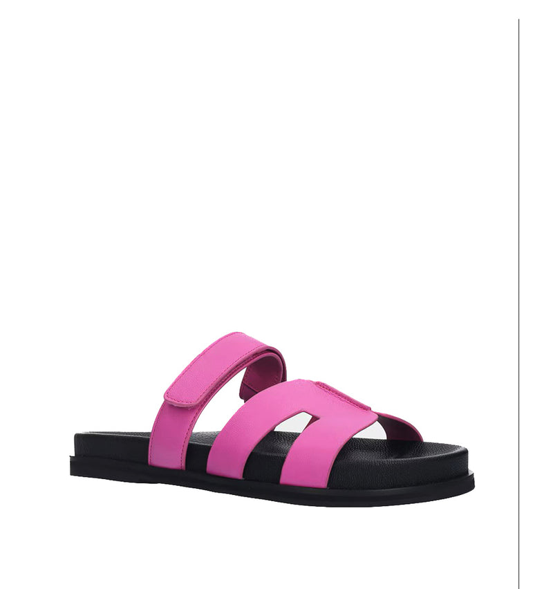 MINDY Bio con velcro de piel buganvilla