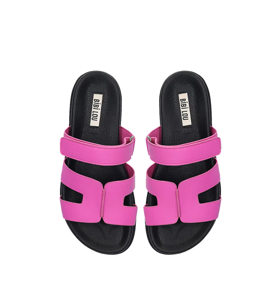 MINDY Bio con velcro de piel buganvilla