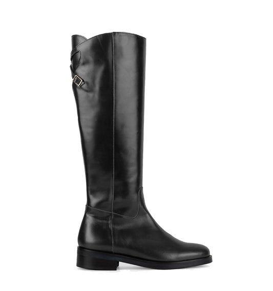 Bota adorno hebilla trasera en piel negro