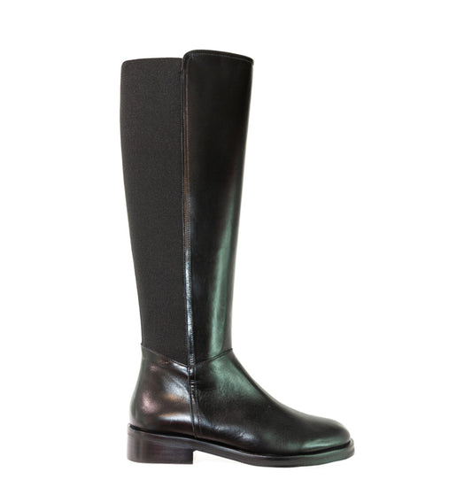 Bota con elástico trasero en piel negro