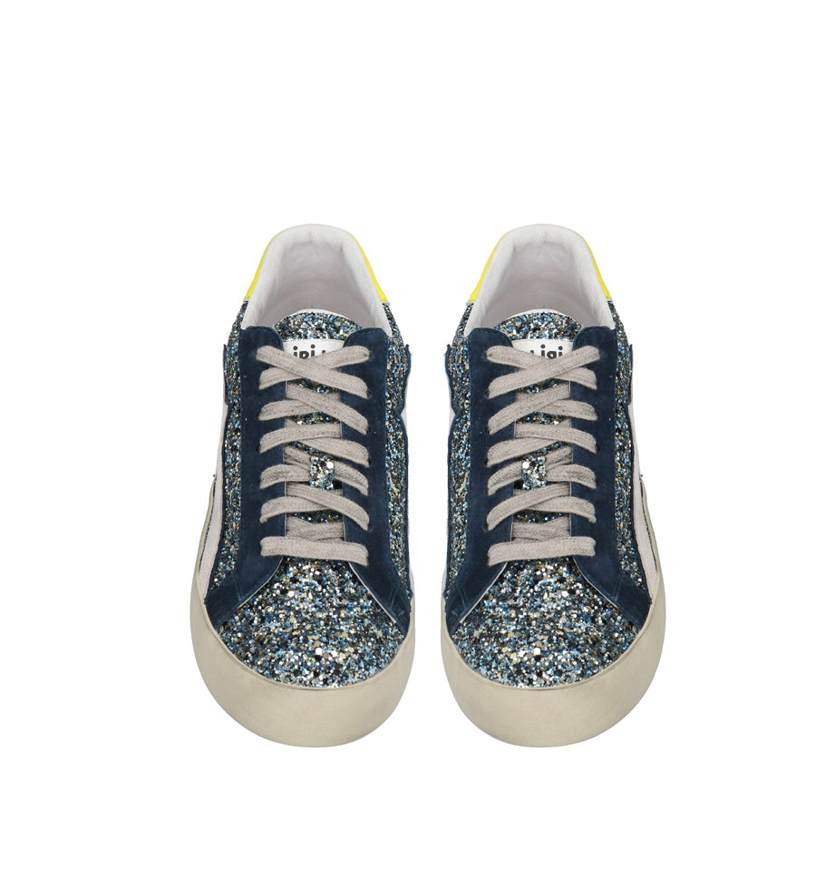 Sneaker con cristal marino y cordón envejecido