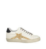 Sneaker con cristal oro y cordón envejecido