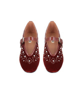 Merceditas bailarina en terciopelo terracota