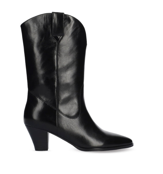 Bota con caña media en piel negro