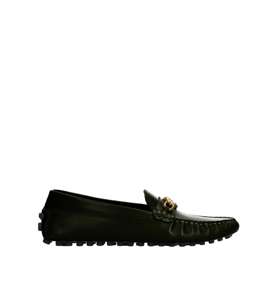 Mocasín con adorno en piel negro