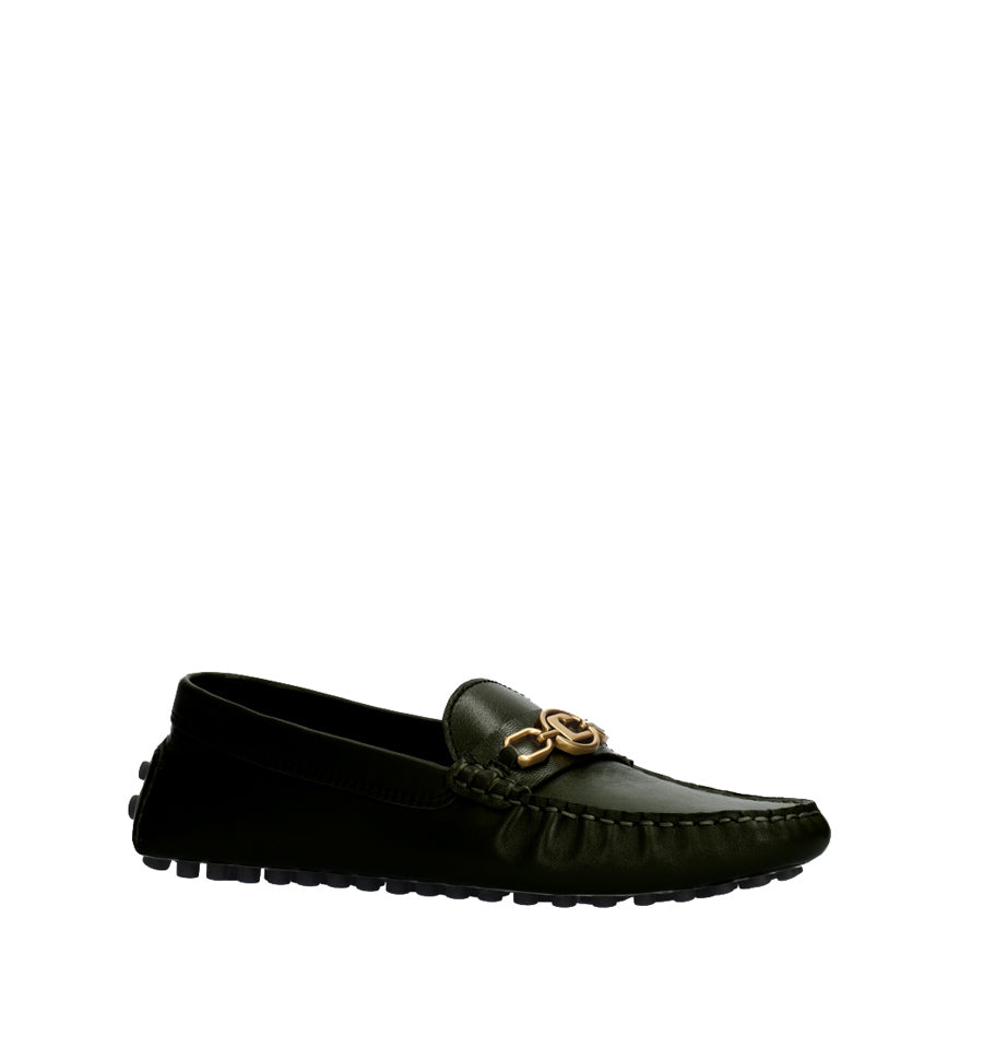 Mocasín con adorno en piel negro