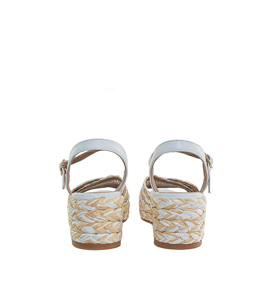 ALLA- Sandalia en rafia combi blanco/beis
