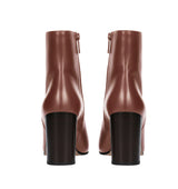 Botín puntera redonda en piel marrón