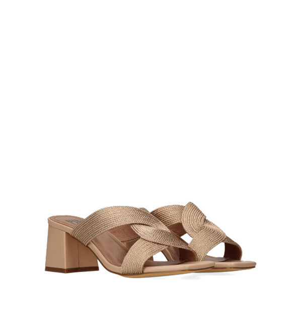 Zueco medio "&" en rafia nude