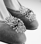 PERLA Bailarinas adorno joya en terciopelo negro