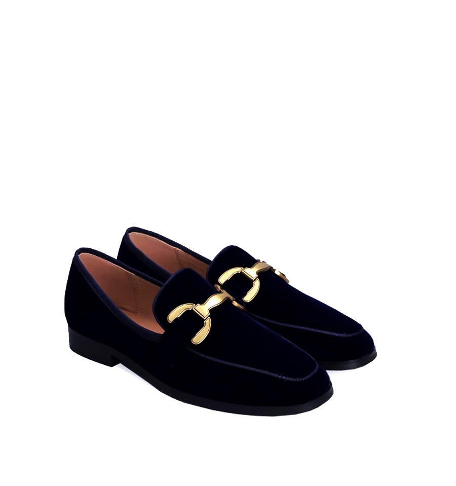 VELA Mocasín estribo en terciopelo negro