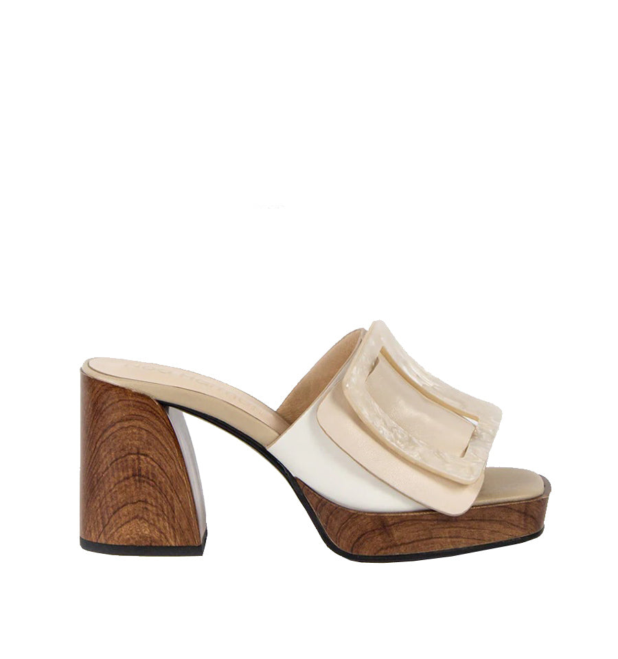 EDEN Zueco plataforma con hebilla en blanco-hueso