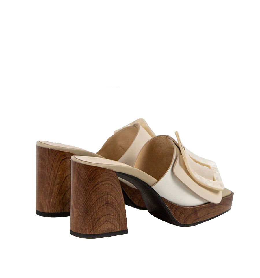 EDEN Zueco plataforma con hebilla en blanco-hueso