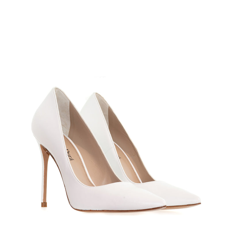 Stiletto alto en piel blanco