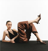 LINDA Destalonado adorno rizo en piel marrón