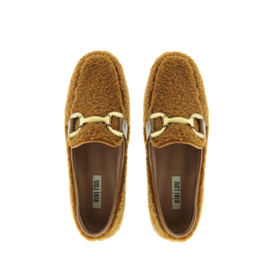 VELA Mocasín estribo en borreguito camel