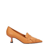 Mocasín clásico flecos en piel camel