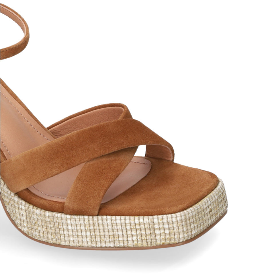 BRIONY Sandalia plataforma en ante cuero