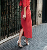Sandalia alta con talón en plata
