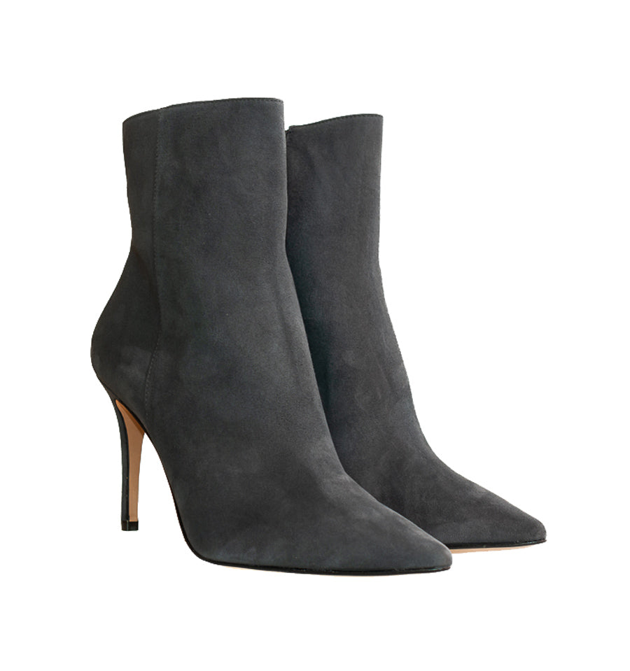 Botín stiletto medio/alto en ante gris