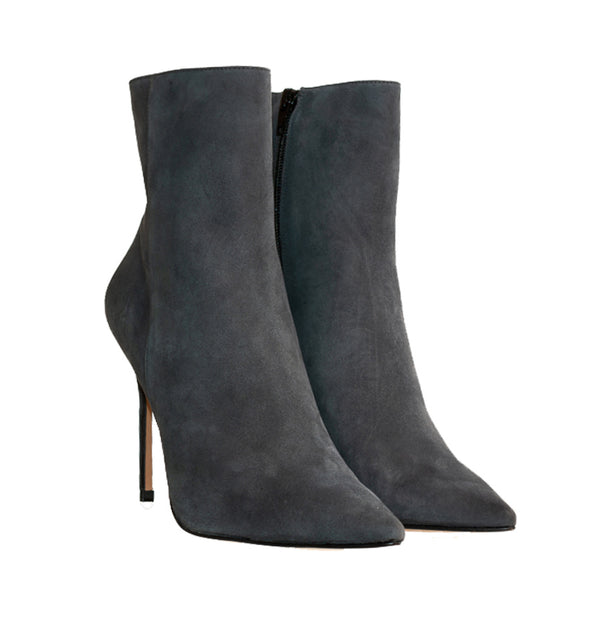 Botín stiletto alto en ante gris
