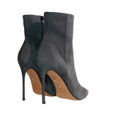 Botín stiletto alto en ante gris