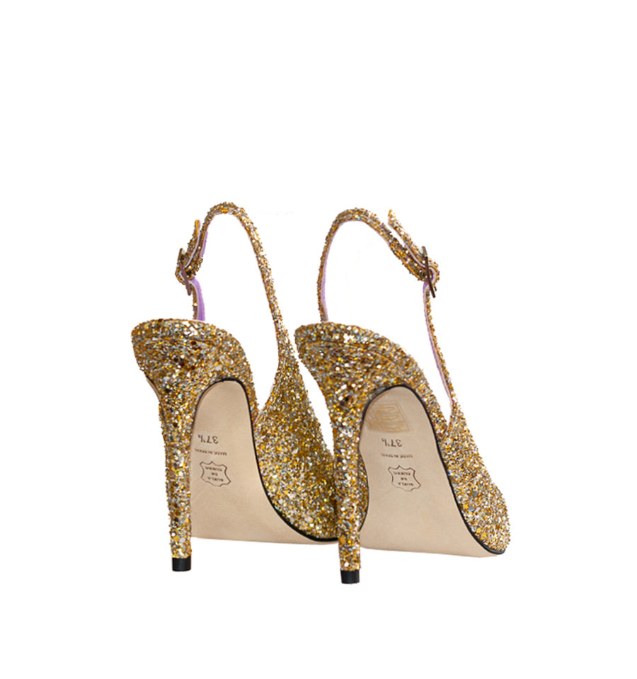 Destalonado alto en glitter oro