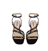 Sandalia alta con pulsera y cristales multicolor