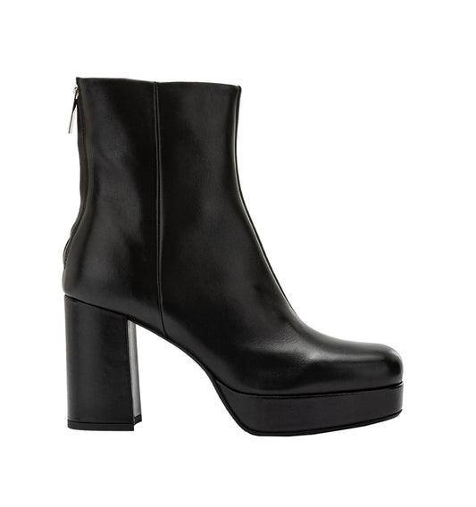 Botín con plataforma en piel negro