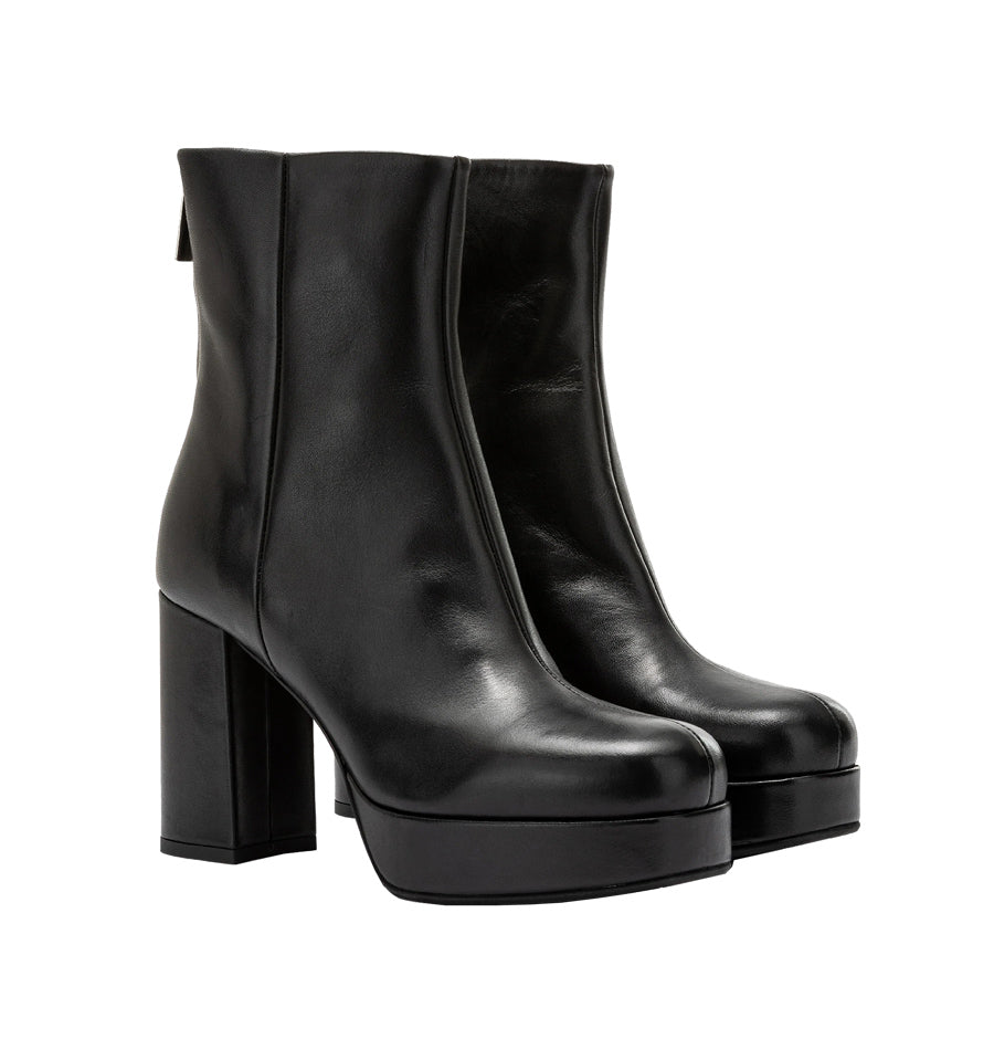 Botín con plataforma en piel negro